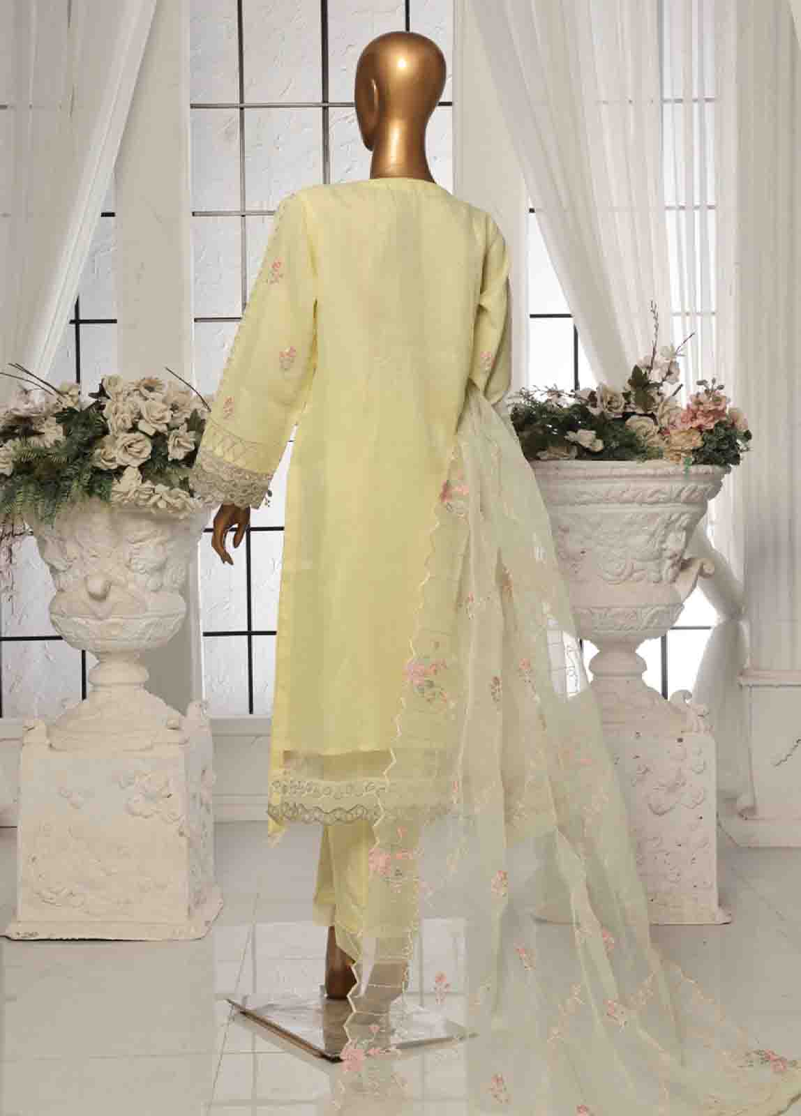Bin Saeed Fabric - OWS-001- 3 Piece Organza Stitched Suit
