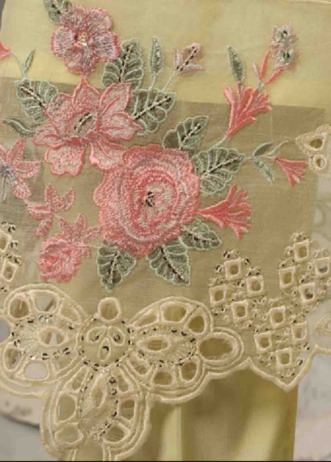 Bin Saeed Fabric - OWS-001- 3 Piece Organza Stitched Suit