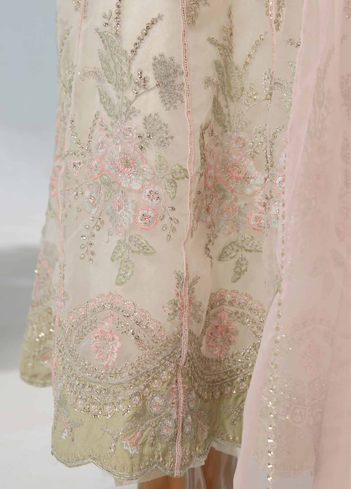 Bin Saeed Fabric - OWS-001 A- 3 Piece Embroidered Organza