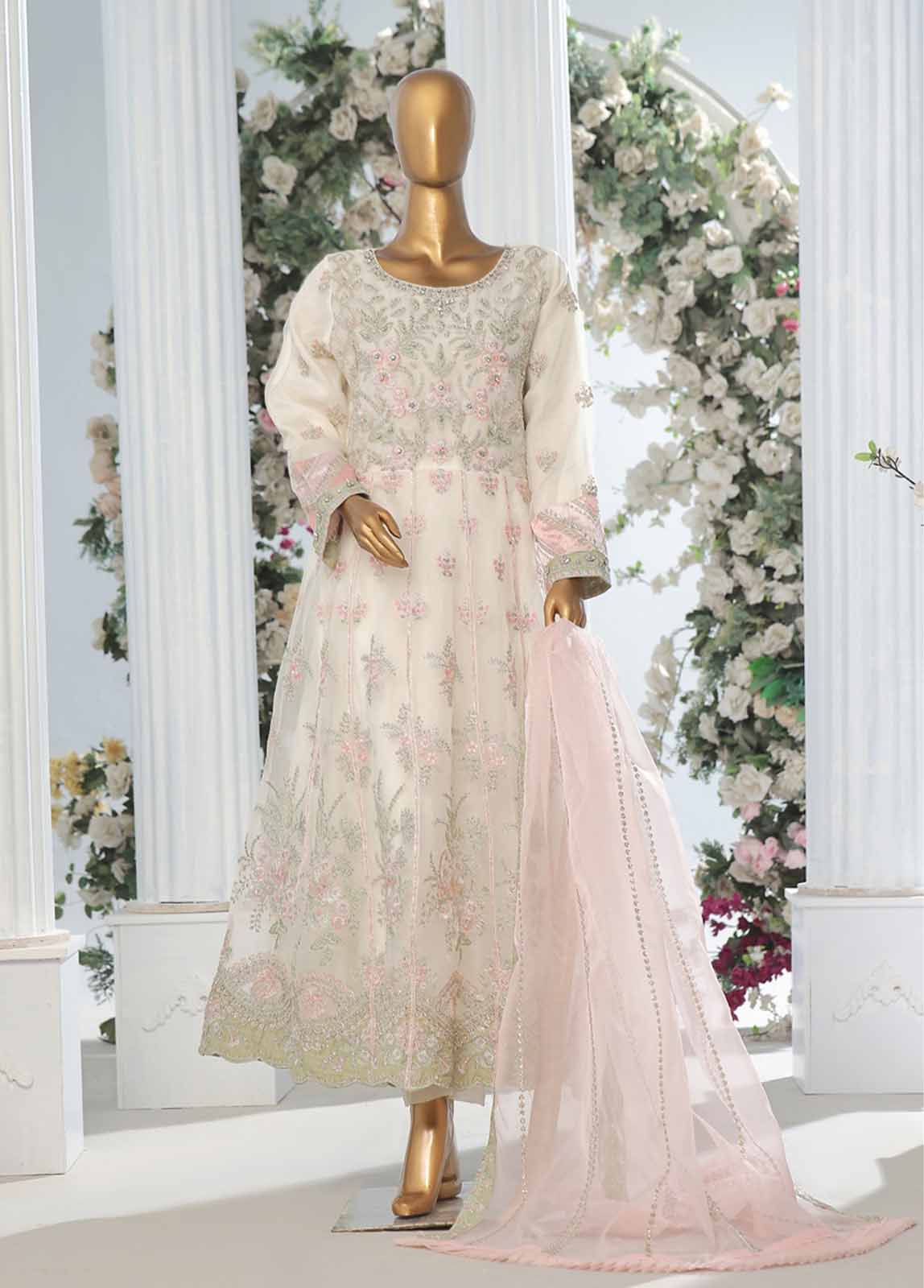 Bin Saeed Fabric - OWS-001 A- 3 Piece Embroidered Organza