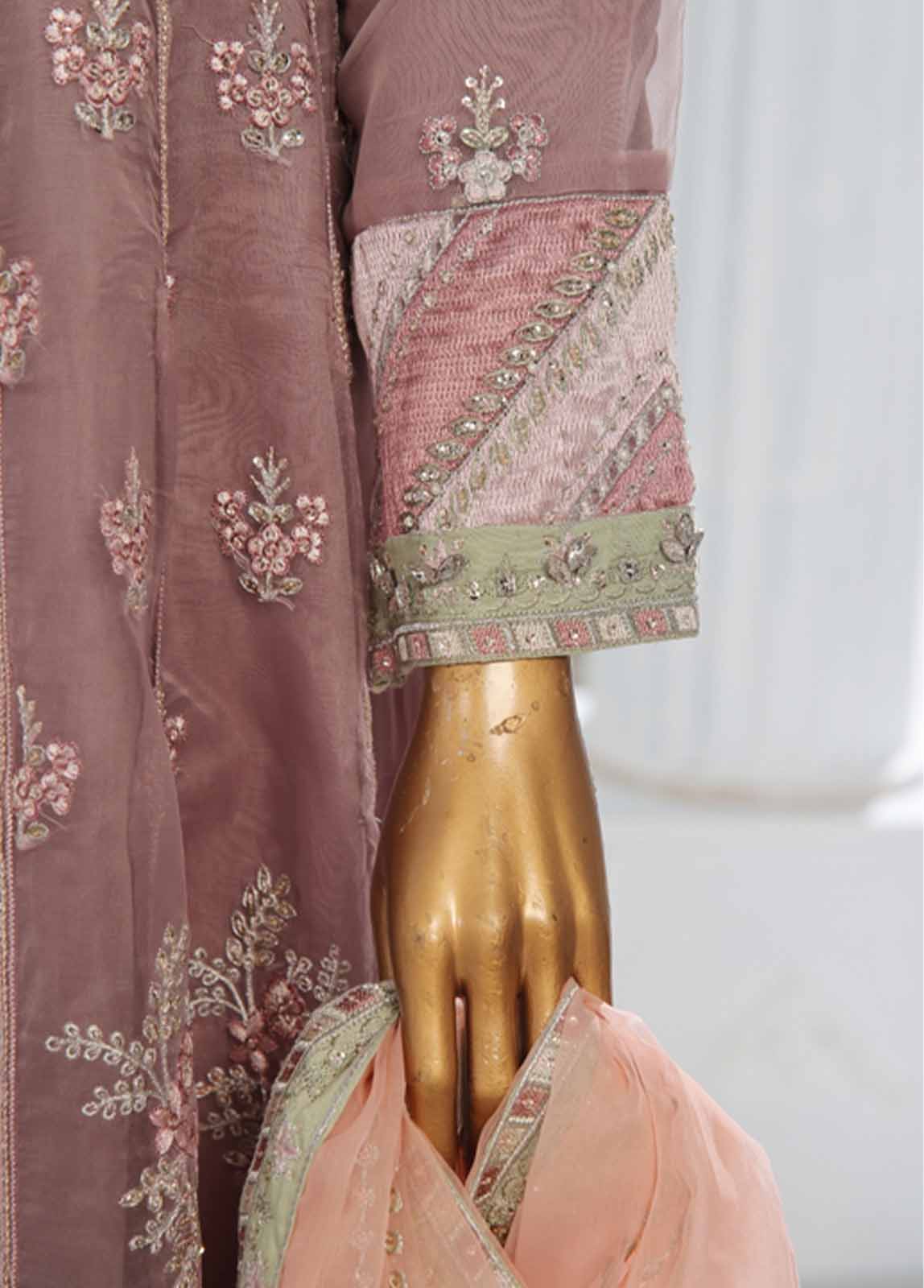 Bin Saeed Fabric - OWS-001 B- 3 Piece Embroidered Organza