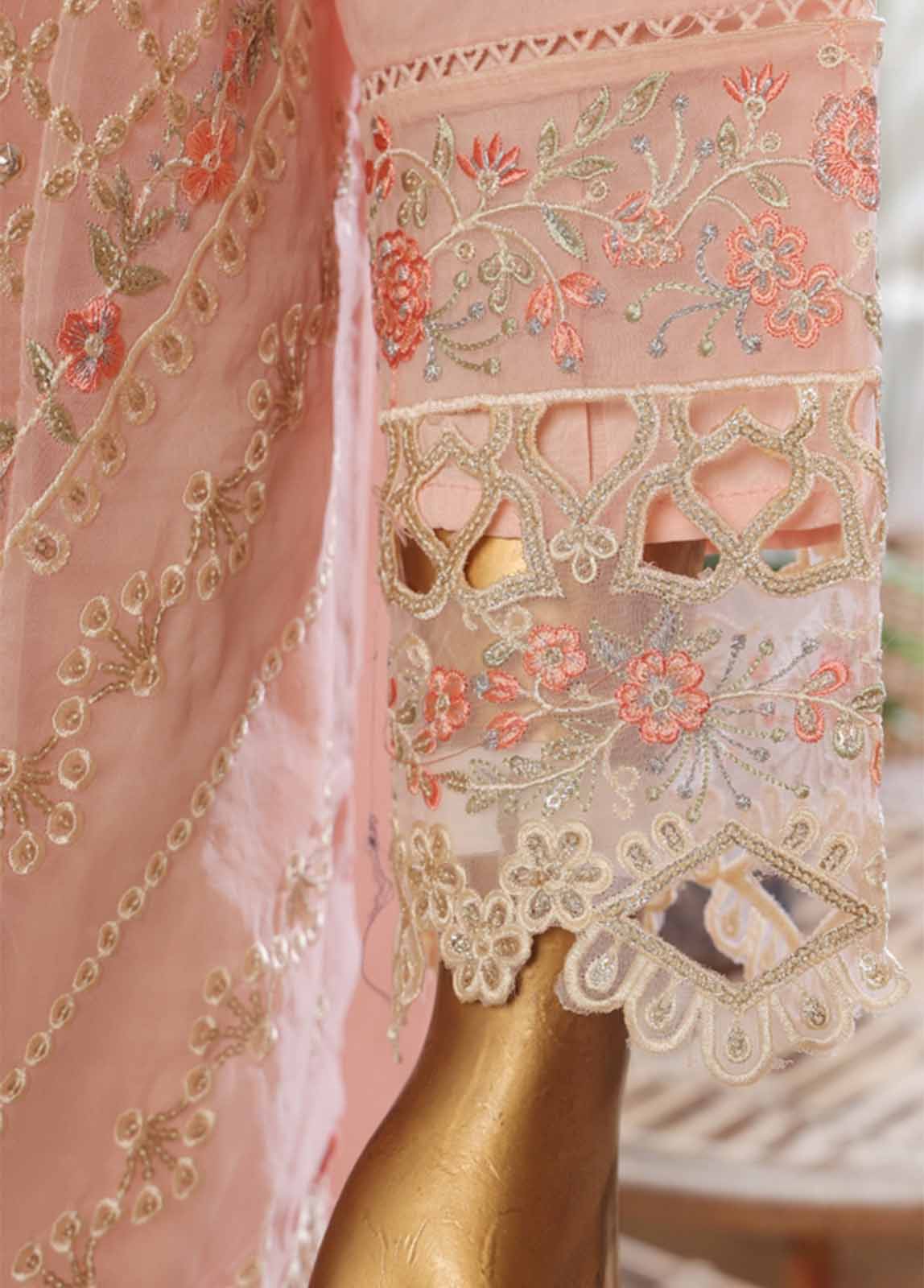 Bin Saeed Fabric - OWS-002- 3 Piece Organza Stitched Suit