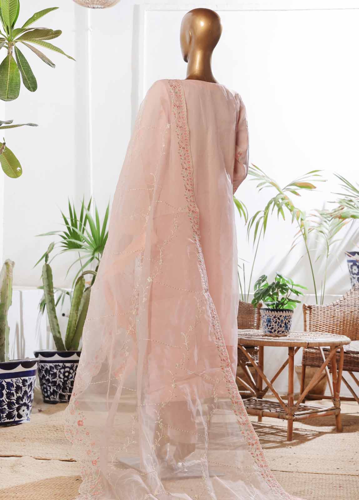 Bin Saeed Fabric - OWS-002- 3 Piece Organza Stitched Suit