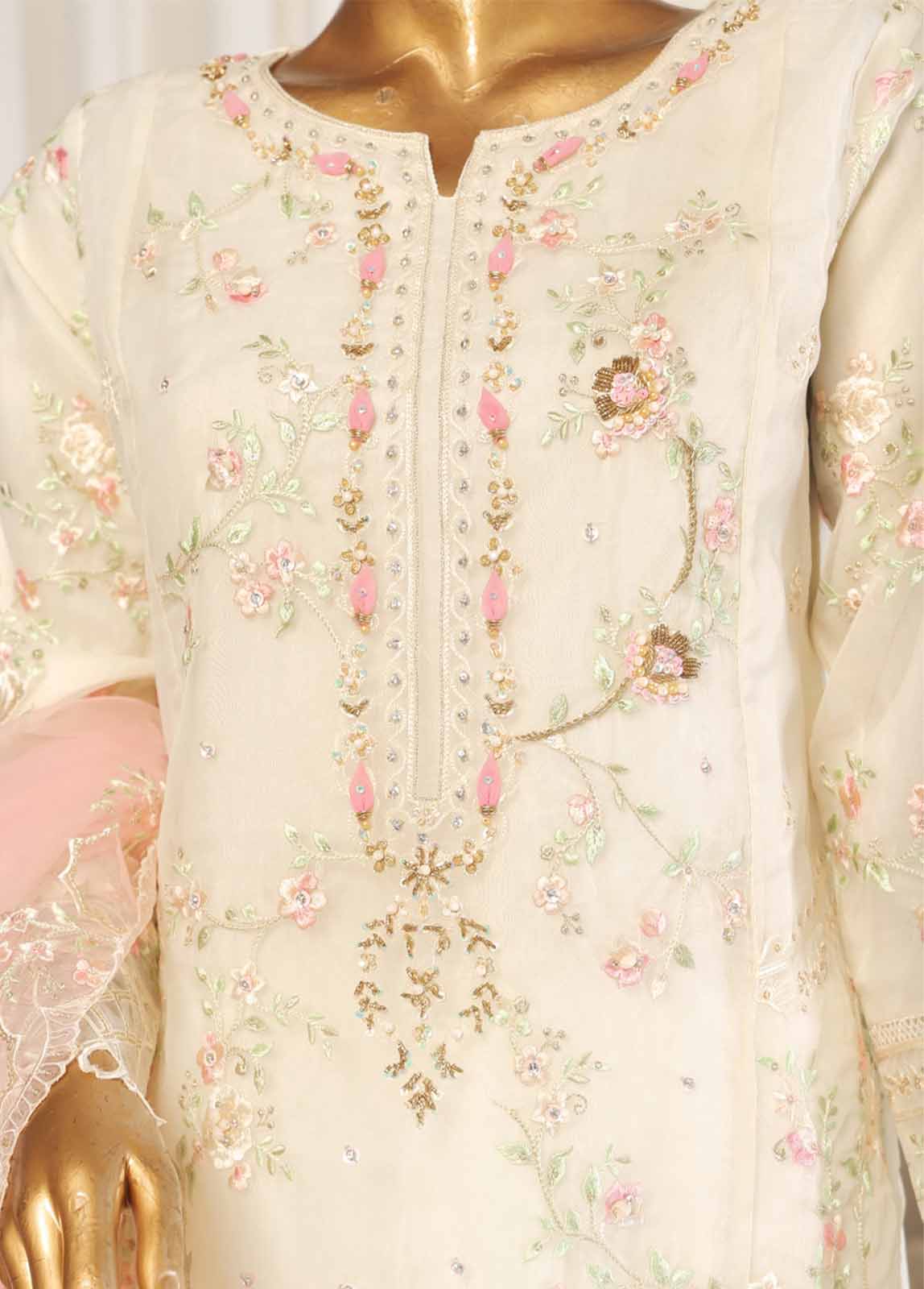 Bin Saeed Fabric - OWS-003- 3 Piece Chiffon Stitched Suit