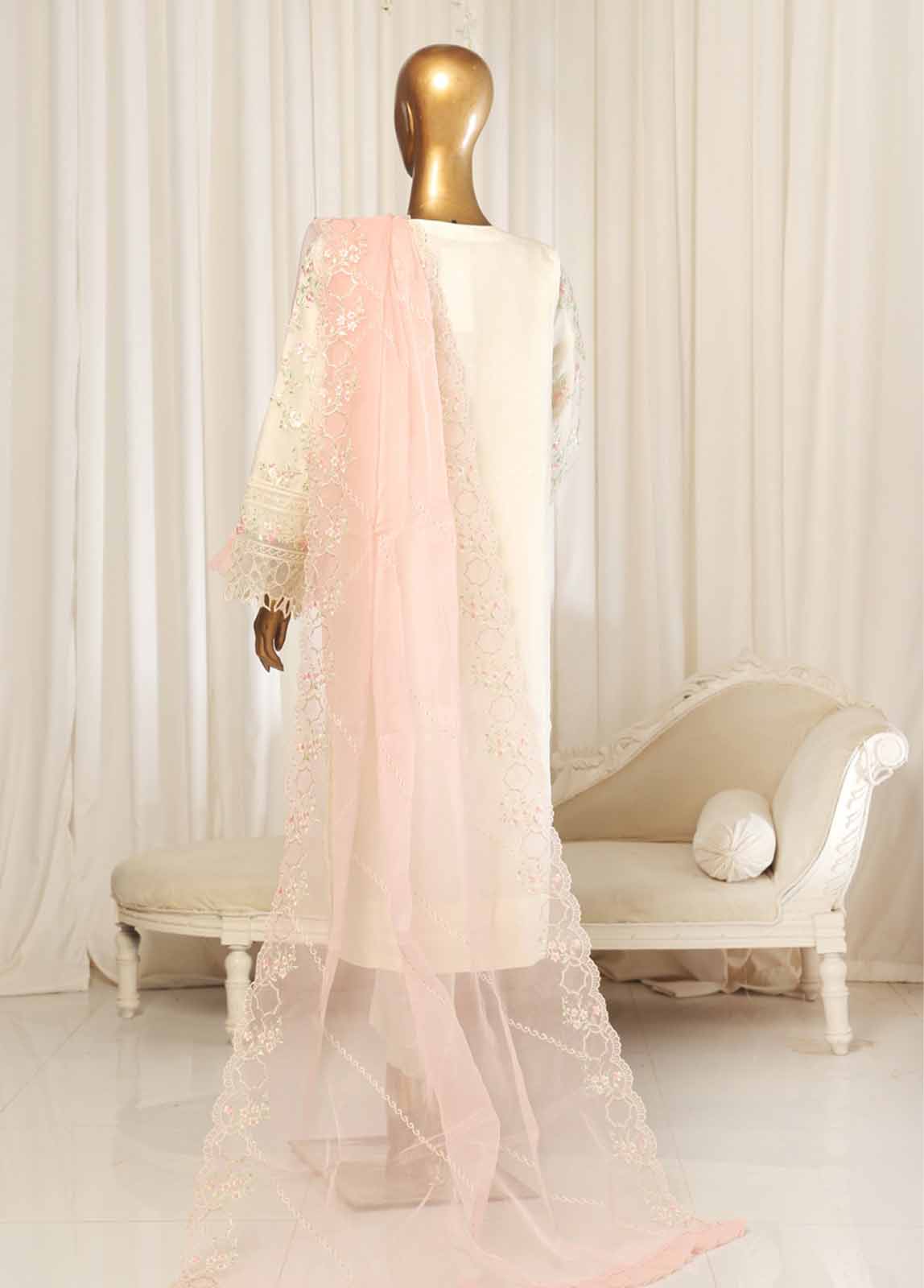Bin Saeed Fabric - OWS-003- 3 Piece Chiffon Stitched Suit