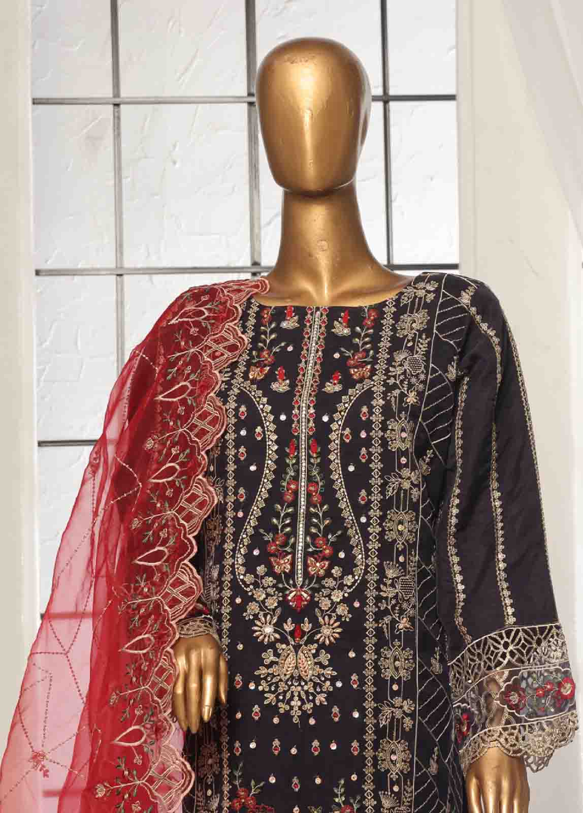 Bin Saeed Fabric - OWS-004- 3 Piece Organza Stitched Suit
