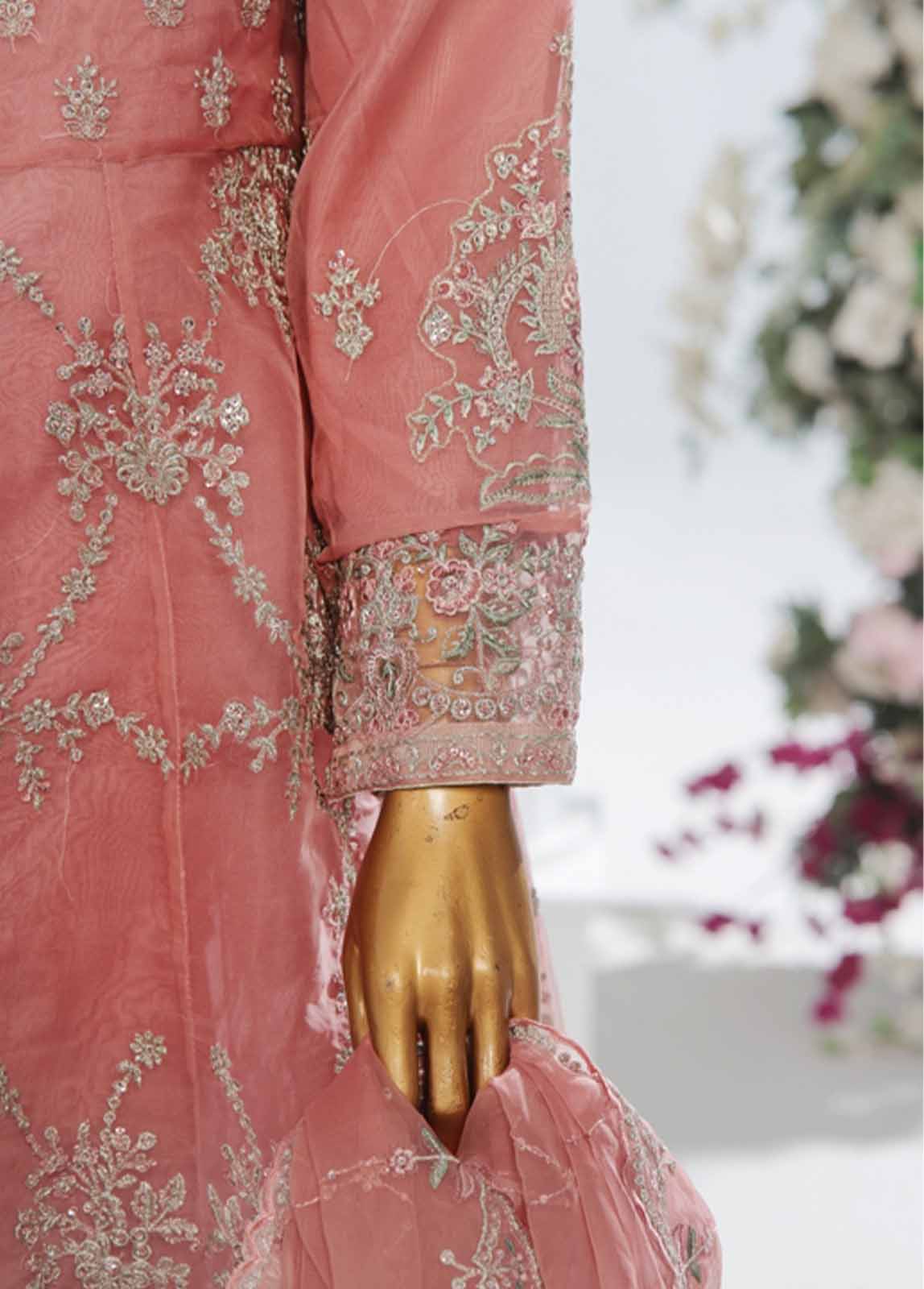 Bin Saeed Fabric - OWS-004 A- 3 Piece Embroidered Organza