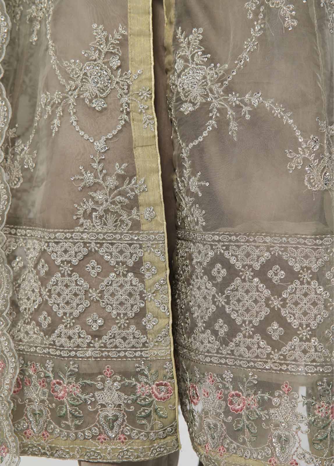 Bin Saeed Fabric - OWS-004 B- 3 Piece Embroidered Organza