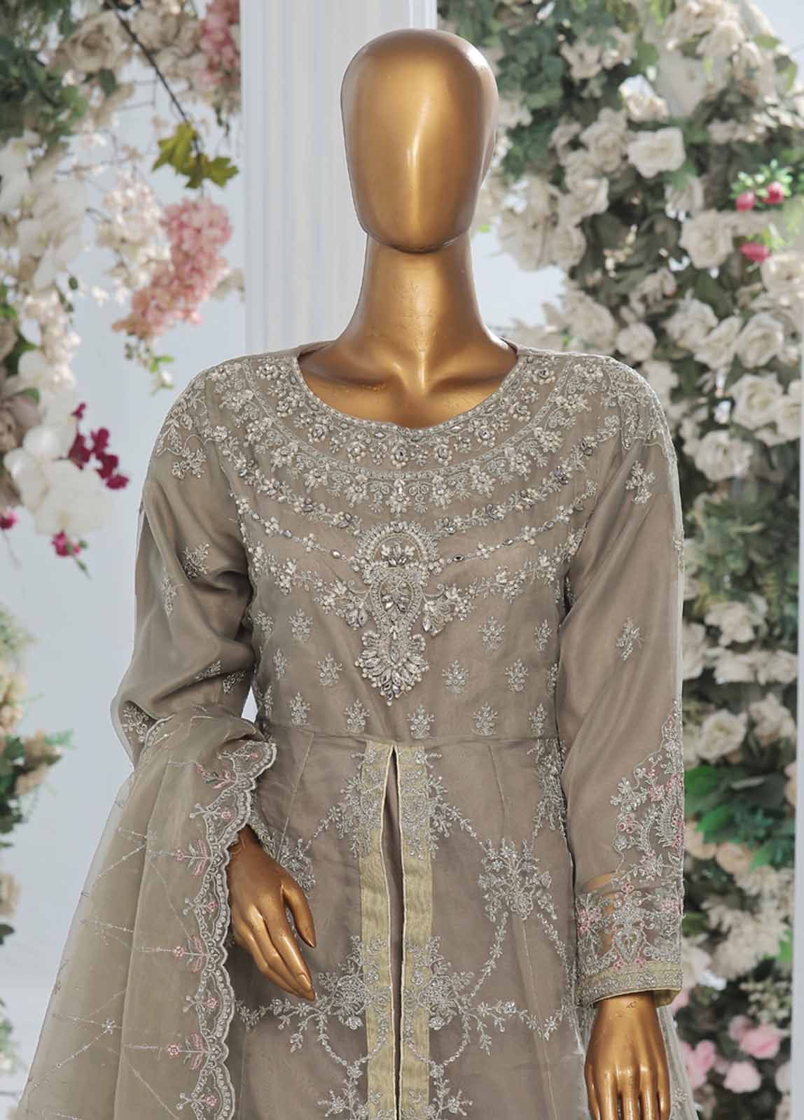 Bin Saeed Fabric - OWS-004 B- 3 Piece Embroidered Organza