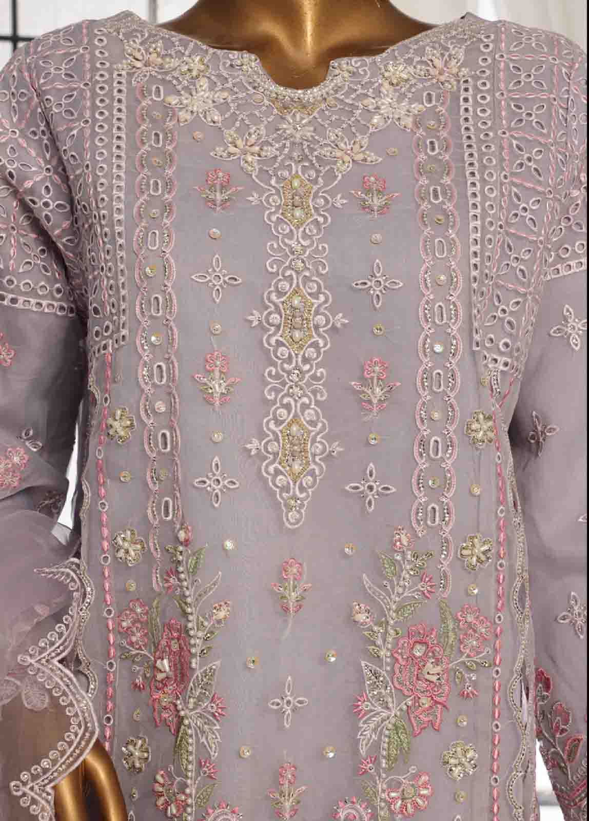 Bin Saeed Fabric - OWS-006 P- 3 Piece Organza Stitched Suit
