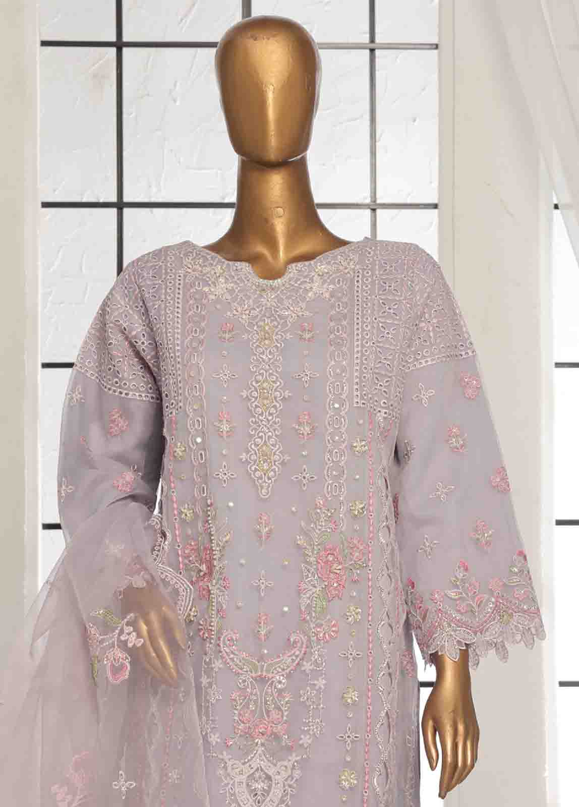 Bin Saeed Fabric - OWS-006 P- 3 Piece Organza Stitched Suit
