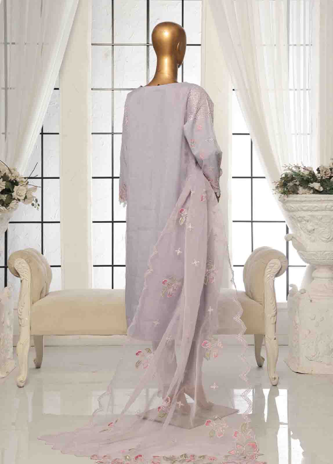 Bin Saeed Fabric - OWS-006 P- 3 Piece Organza Stitched Suit