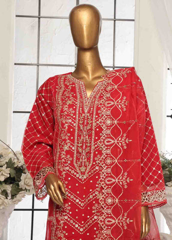 Bin Saeed Fabric - OWS-006 R- 3 Piece Organza Stitched Suit