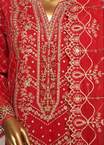 Bin Saeed Fabric - OWS-006 R- 3 Piece Organza Stitched Suit