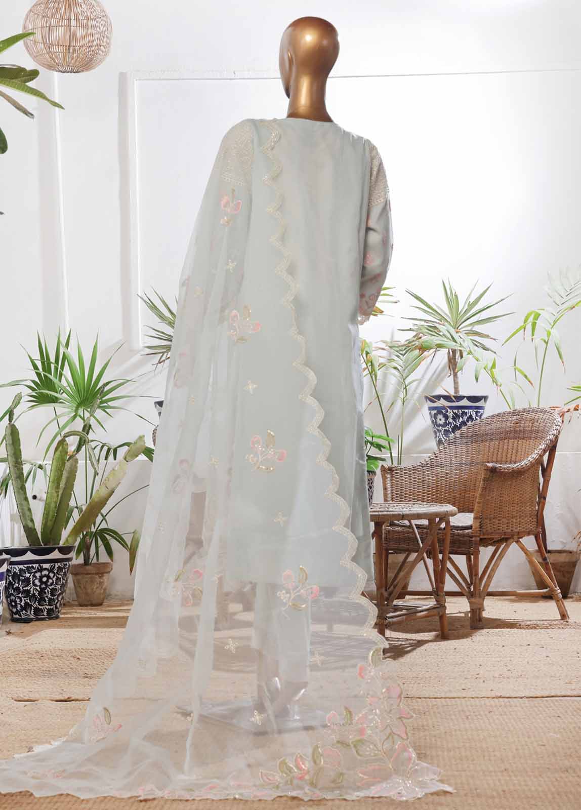 Bin Saeed Fabric - OWS-008- 3 Piece Chiffon Stitched Suit