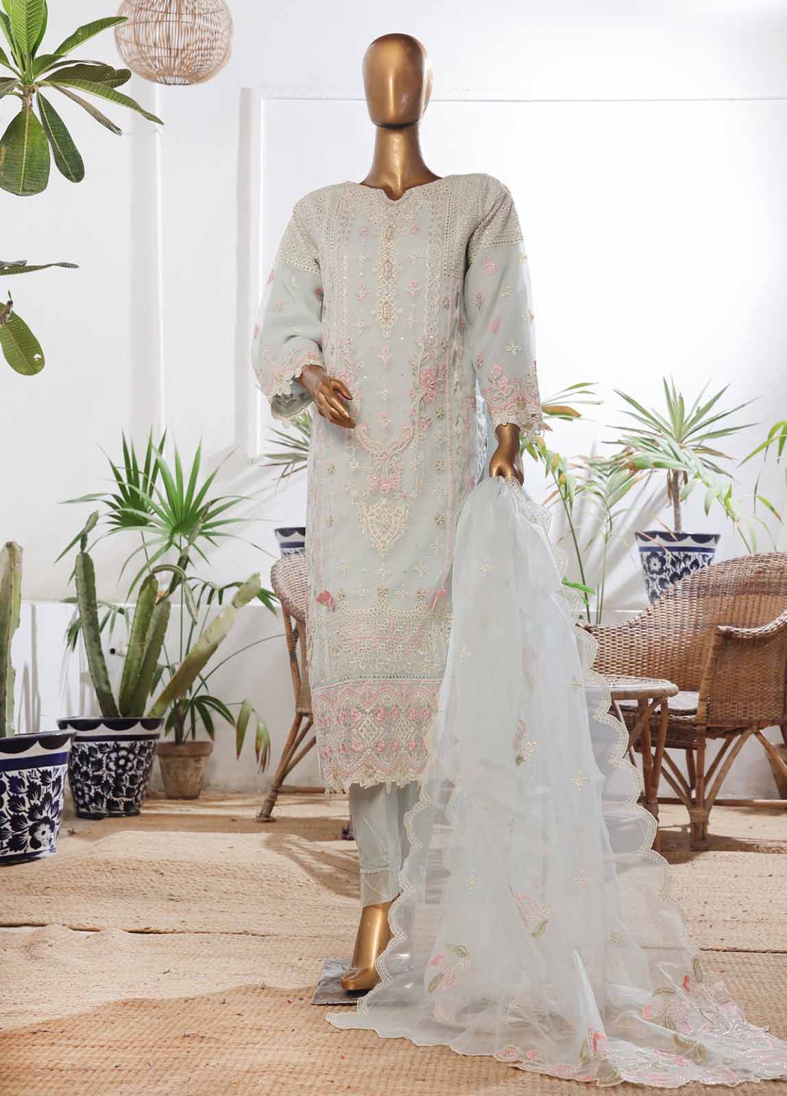 Bin Saeed Fabric - OWS-008- 3 Piece Chiffon Stitched Suit