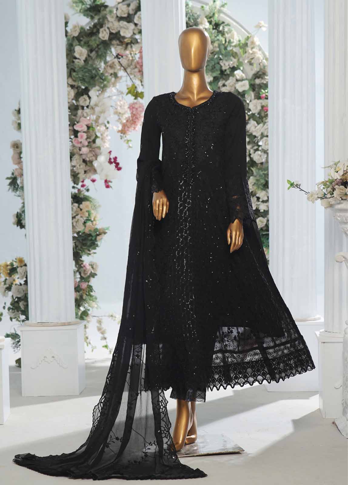 Bin Saeed Fabric - OWS-C008- 3 Piece Embroidered Organza