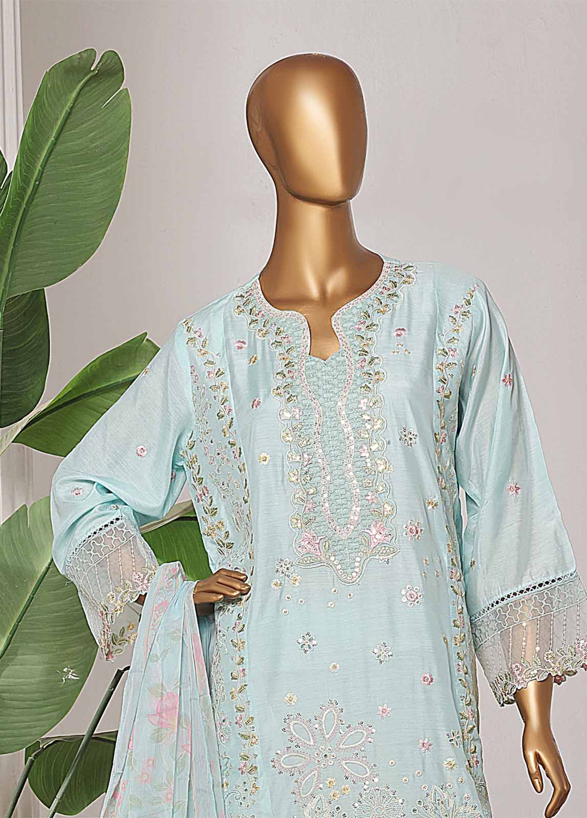 Bin Saeed Fabric - OWSC-001-CS R-65- 3 Piece Luxury Embroidered Stitched Suit