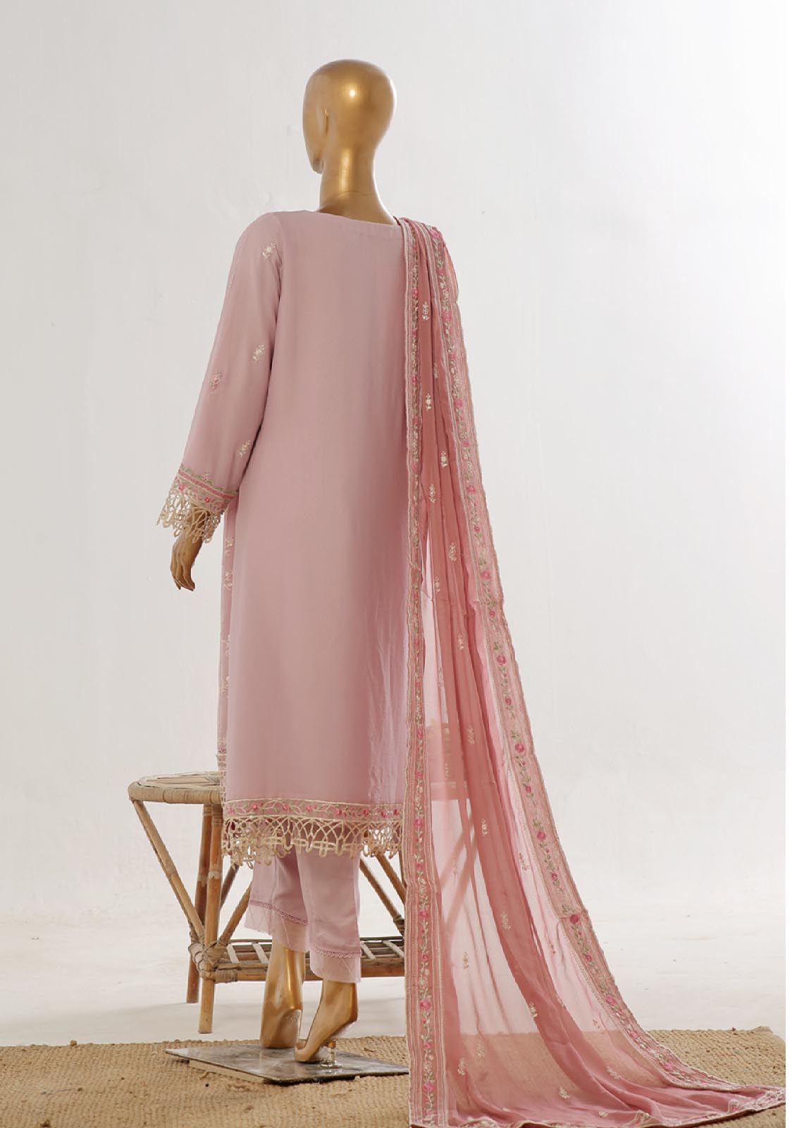Bin Saeed Fabric - OWSC-002- 3 Piece Chiffon Stitched Suit