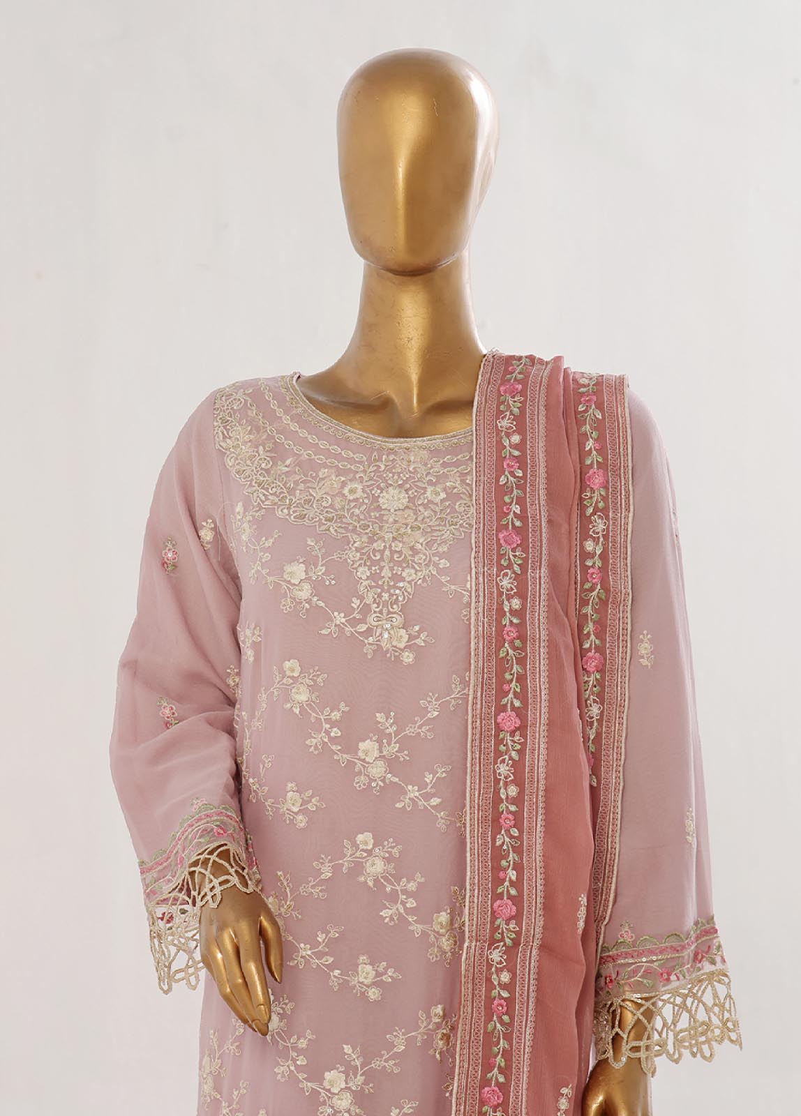 Bin Saeed Fabric - OWSC-002- 3 Piece Chiffon Stitched Suit