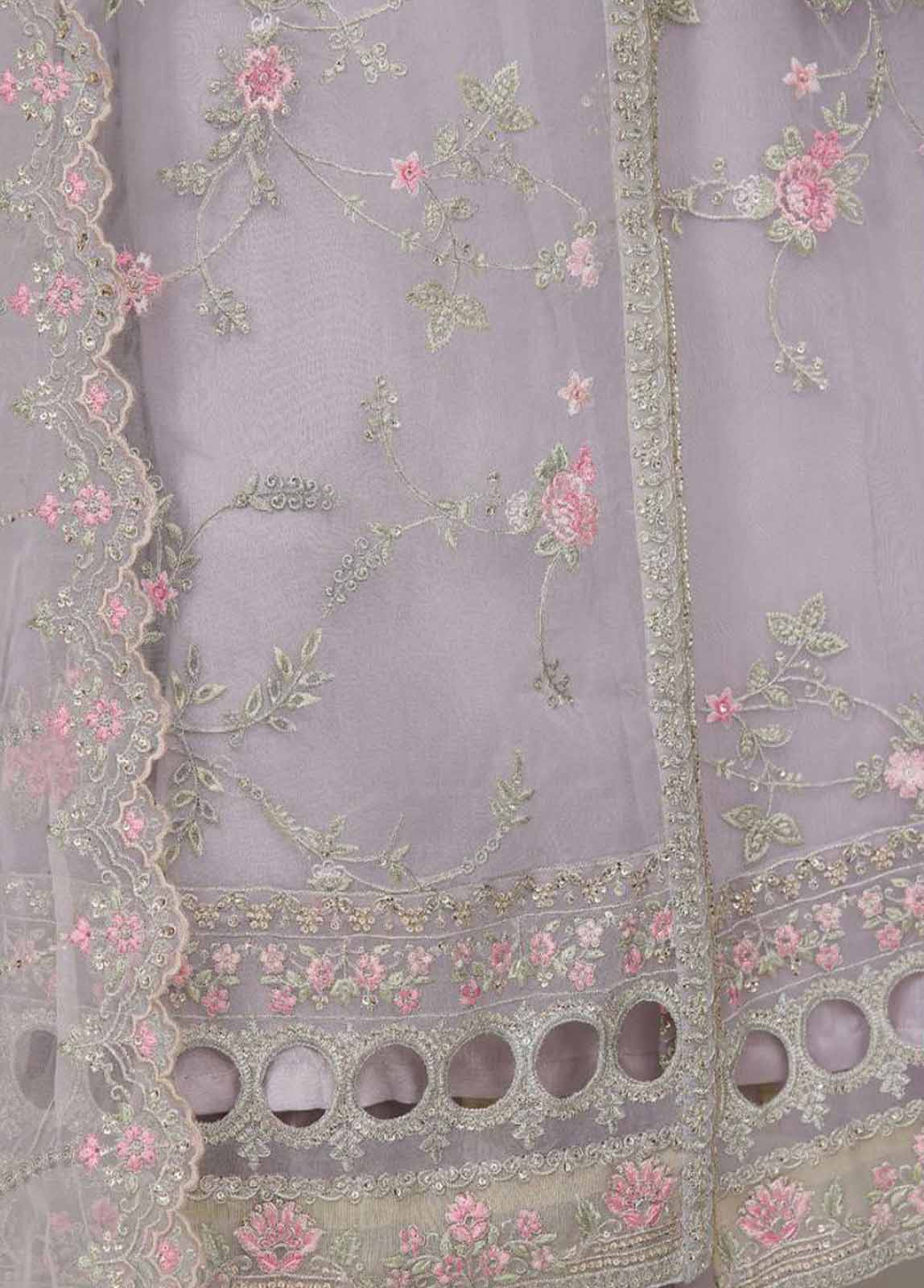 Bin Saeed Fabric - OWSC-002 M- 3 Piece Frock Style Chiffon Stitched Suit