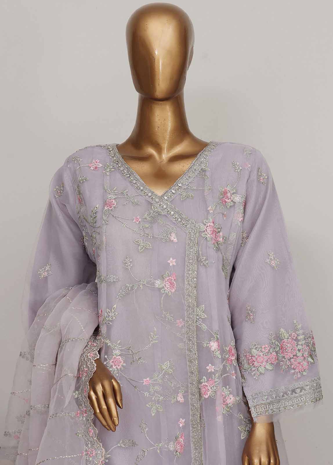 Bin Saeed Fabric - OWSC-002 M- 3 Piece Frock Style Chiffon Stitched Suit