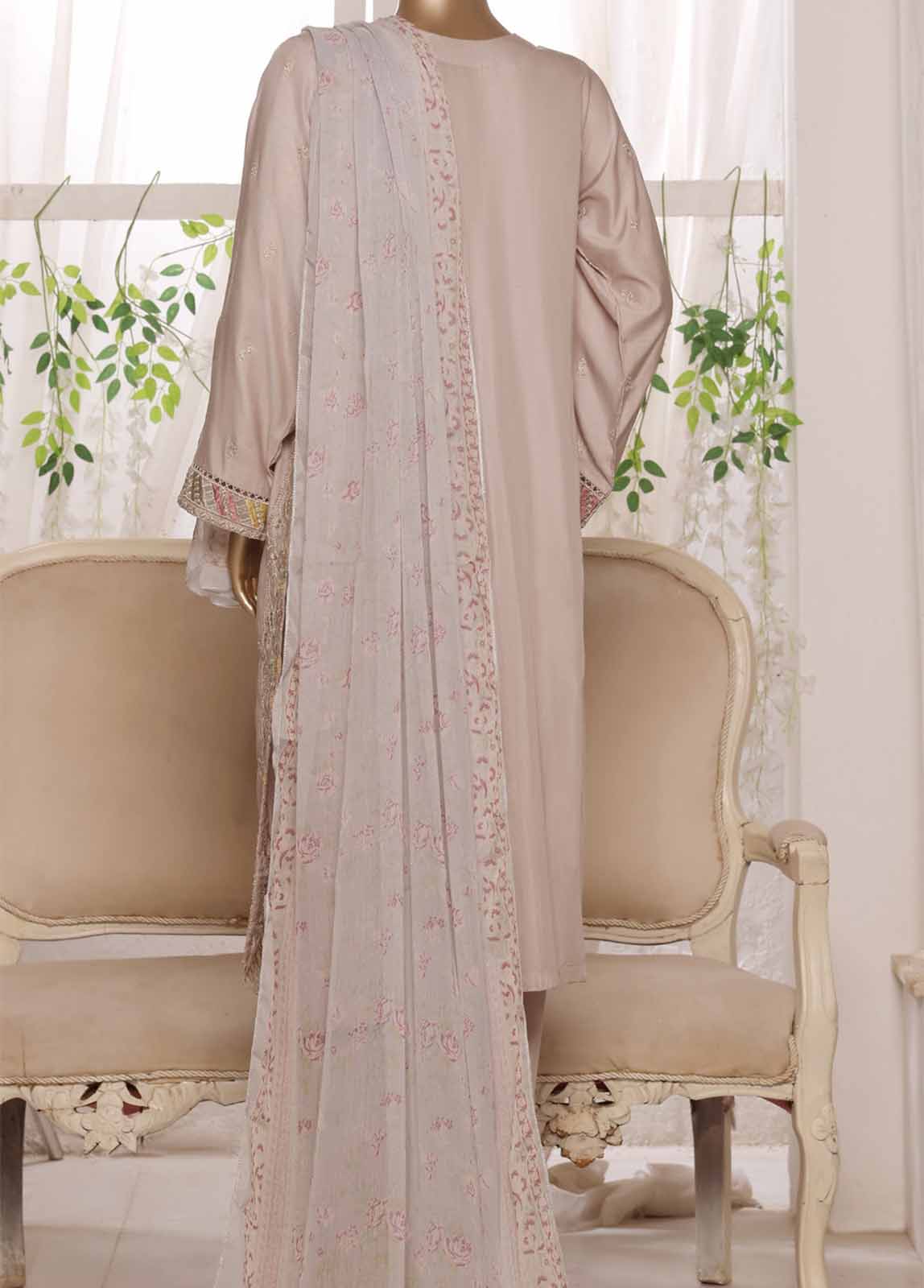 Bin Saeed Fabric - OWSC-004 R64- 3 Piece Embroidered Stitched Suit