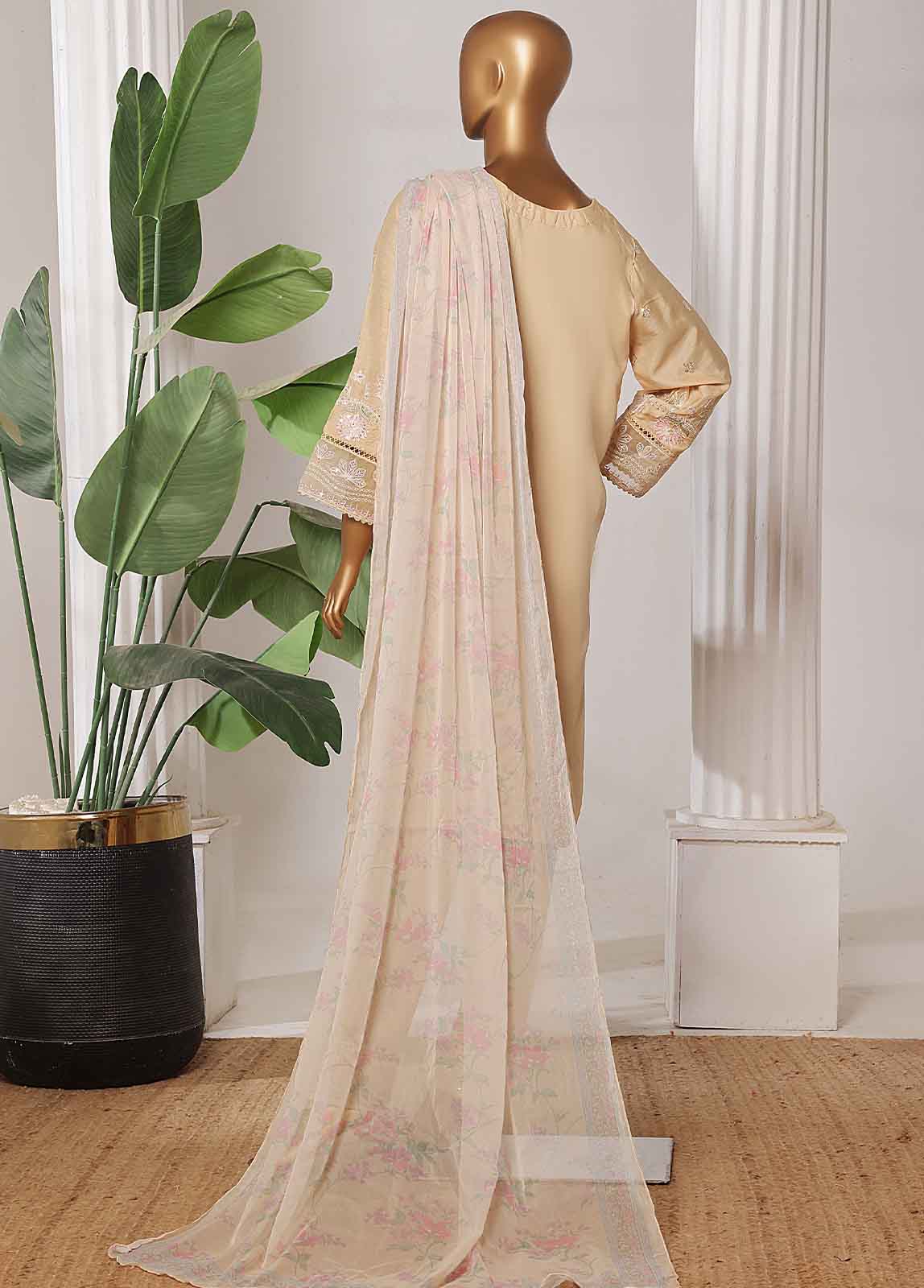 Bin Saeed Fabric - OWSC-005-R-65- 3 Piece Luxury Embroidered Stitched Suit