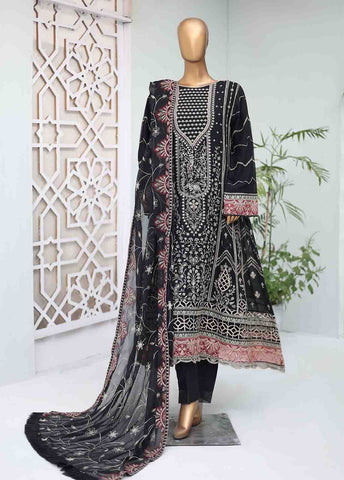 Bin Saeed Fabric - OWSC-007- 3 Piece Embroidered Chiffon Frock