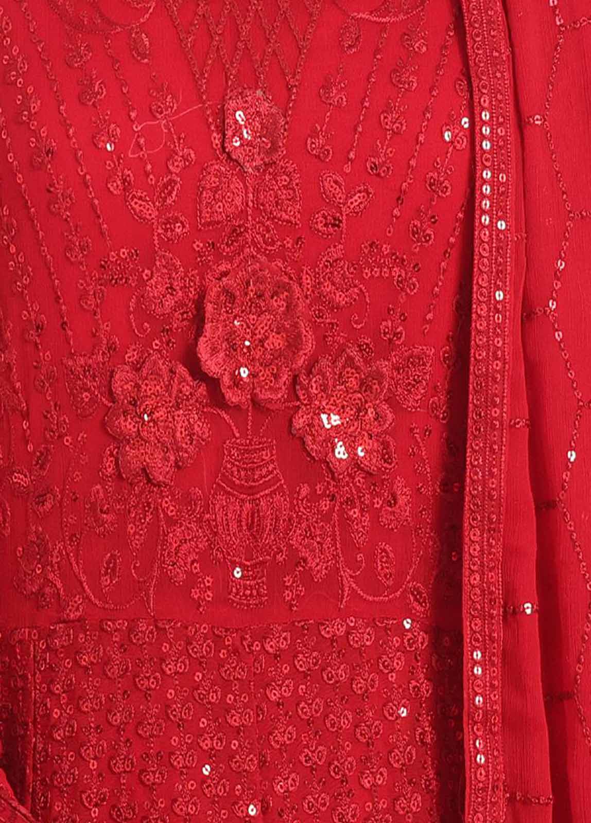 OWSC-007 M- 3 Piece Frock Style Chiffon Stitched Suit