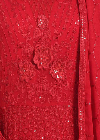 OWSC-007 M- 3 Piece Frock Style Chiffon Stitched Suit