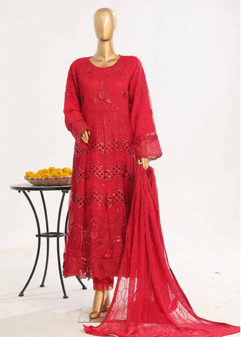 Bin Saeed Fabric - OWSC-007 M- 3 Piece Frock Style Chiffon Stitched Suit