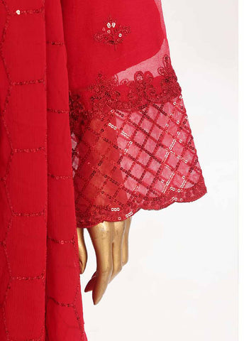Bin Saeed Fabric - OWSC-007 M- 3 Piece Frock Style Chiffon Stitched Suit