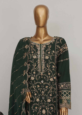 Bin Saeed Fabric - OWSC-007 S- 3 Piece Frock Style Chiffon Stitched Suit