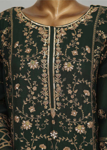 Bin Saeed Fabric - OWSC-007 S- 3 Piece Frock Style Chiffon Stitched Suit