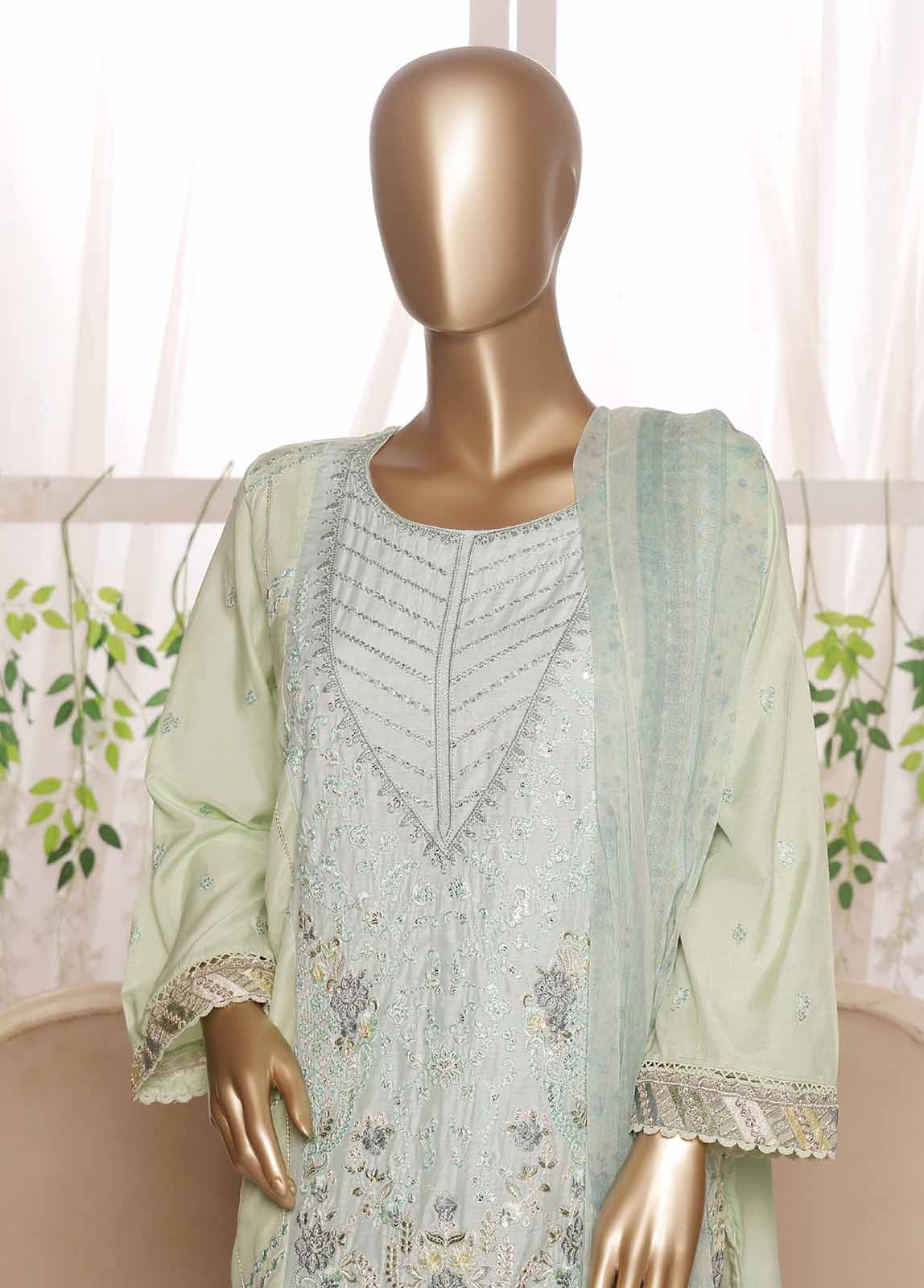 Bin Saeed Fabric - OWSC-010 R64- 3 Piece Embroidered Stitched Suit