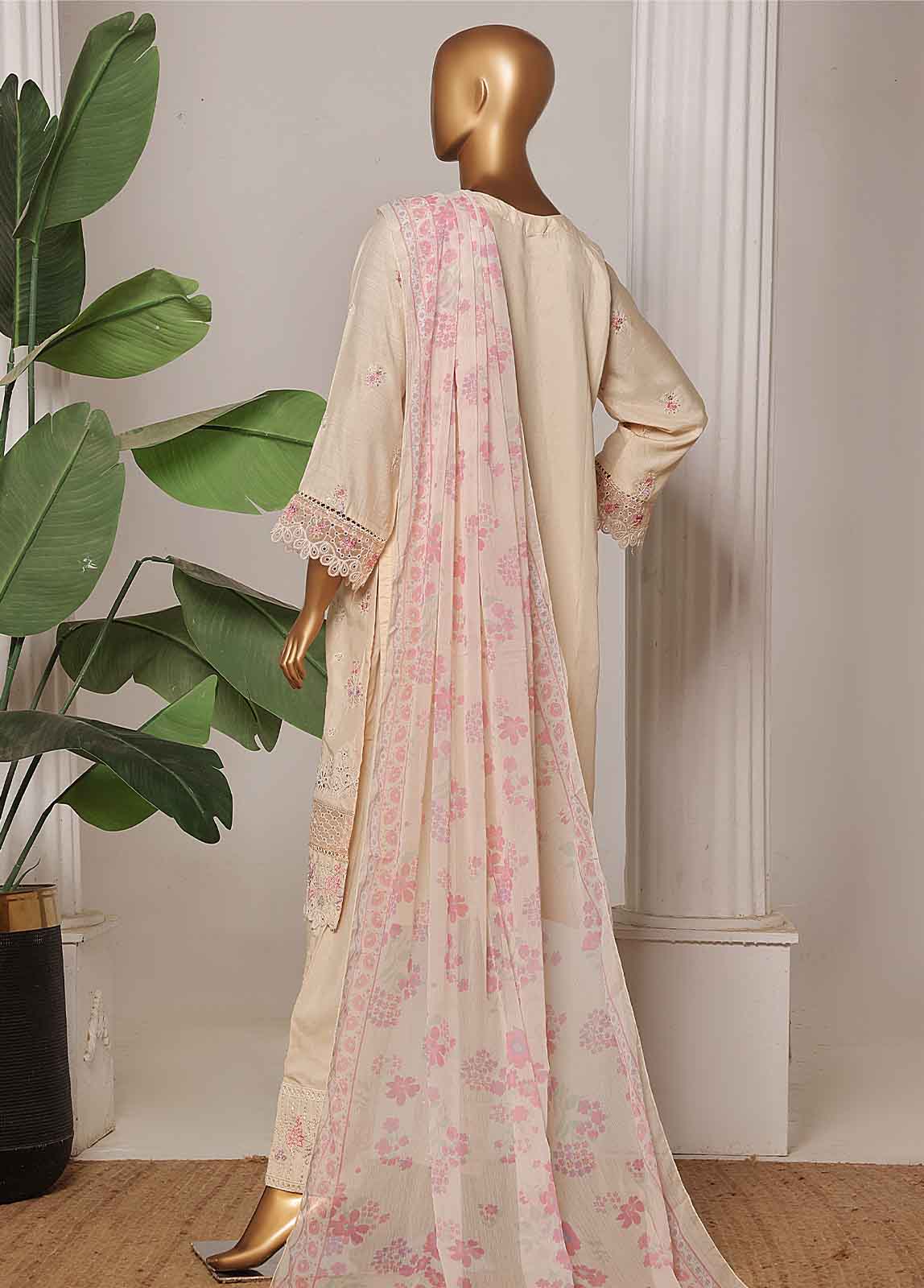 OWSC-0202-R-65- 3 Piece Luxury Embroidered Stitched Suit