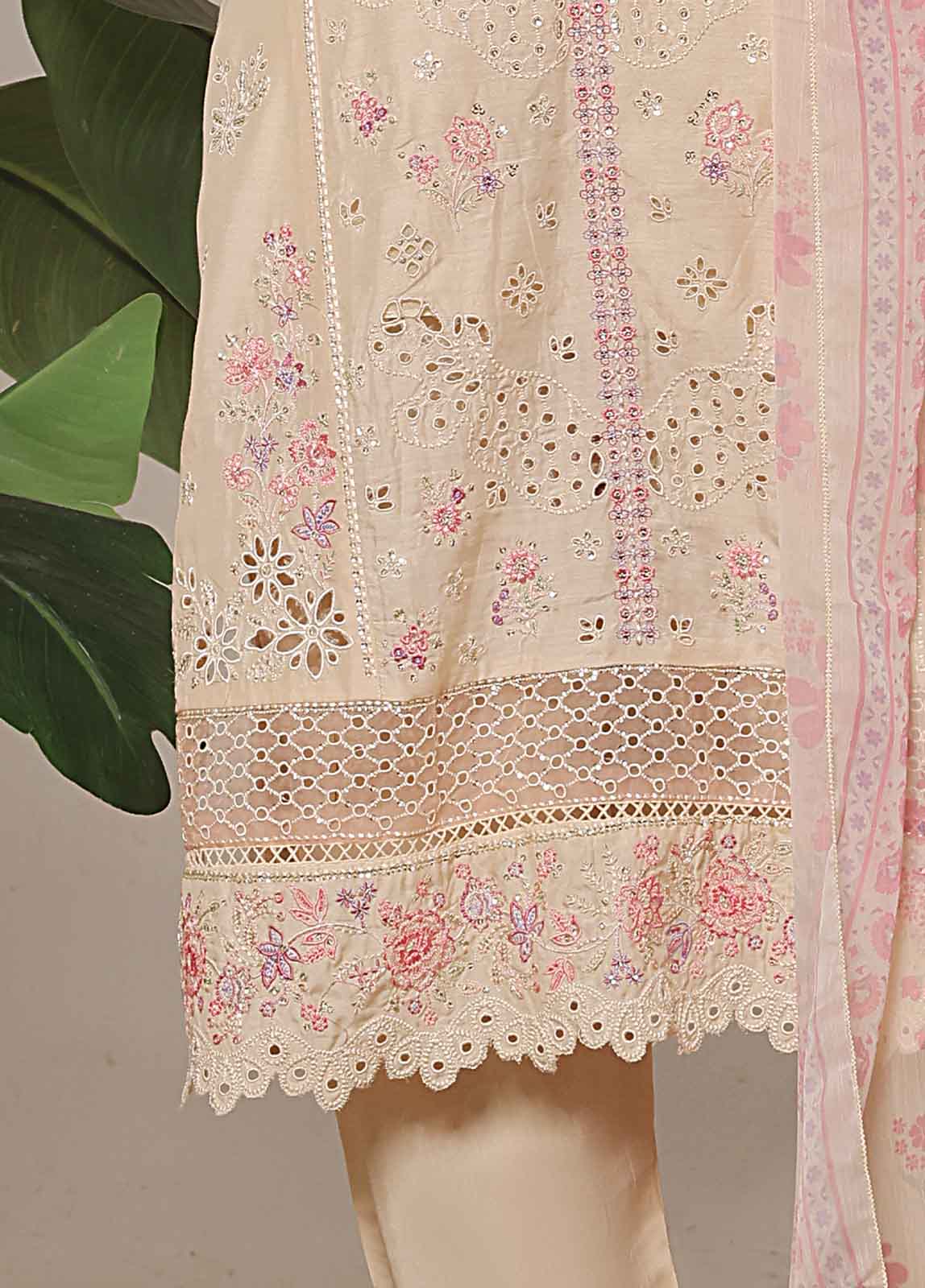 OWSC-0202-R-65- 3 Piece Luxury Embroidered Stitched Suit
