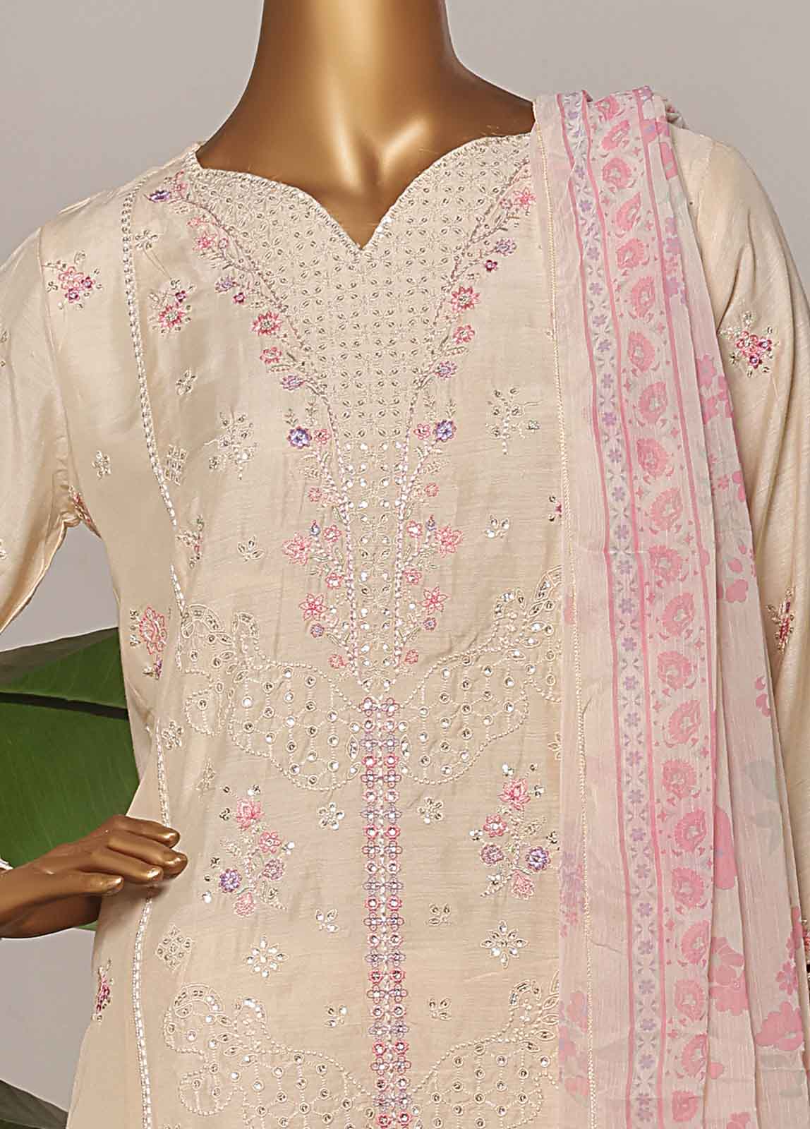 OWSC-0202-R-65- 3 Piece Luxury Embroidered Stitched Suit