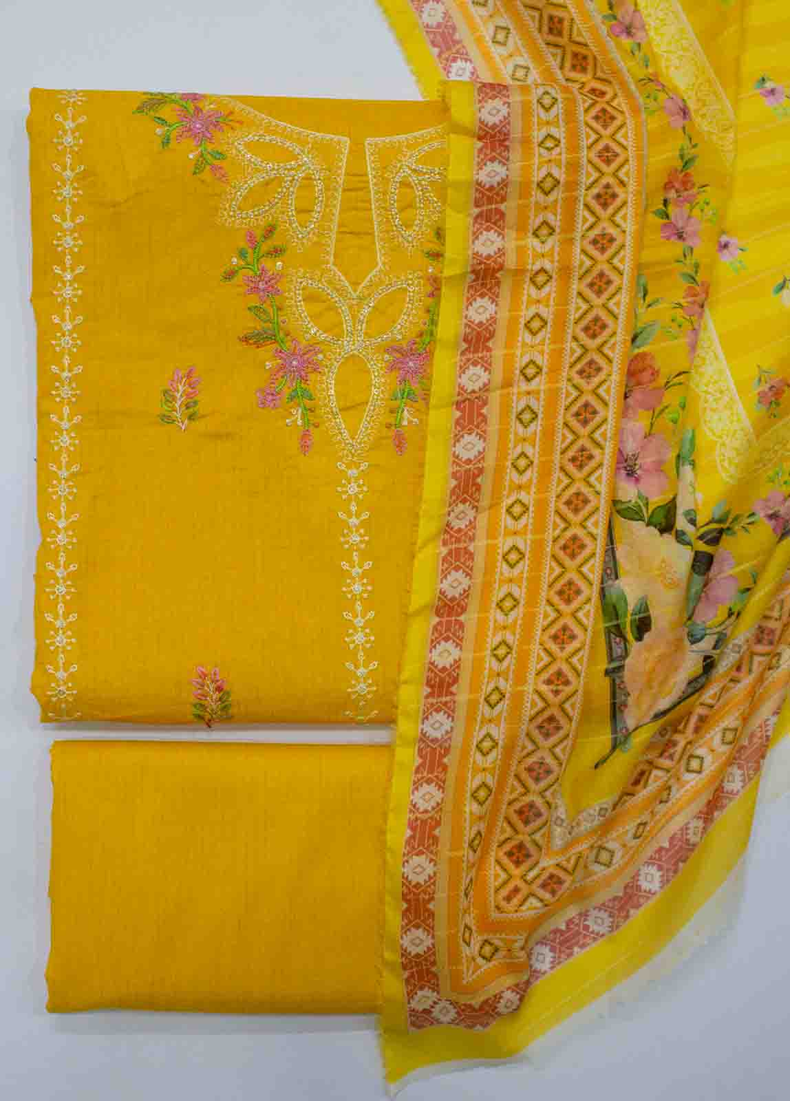 Bin Saeed Fabric - PD-0002-3 Piece Lawn Embroidered UnStitched Suit