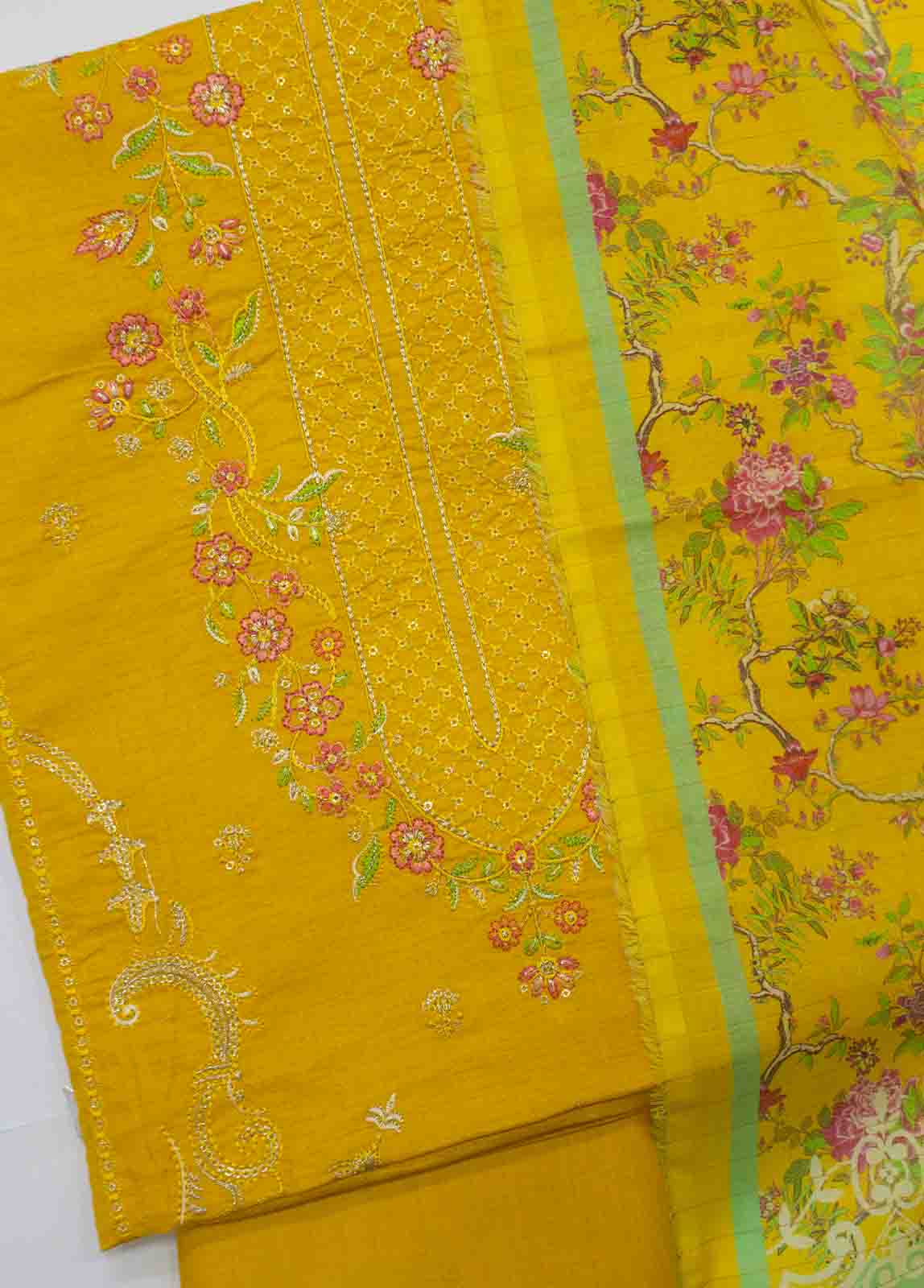 Bin Saeed Fabric - PD-0024-3 Piece Lawn Embroidered UnStitched Suit