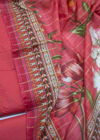 Bin Saeed Fabric - PDE-0093- 3 Piece Lawn Embroidered UnStitched Suit