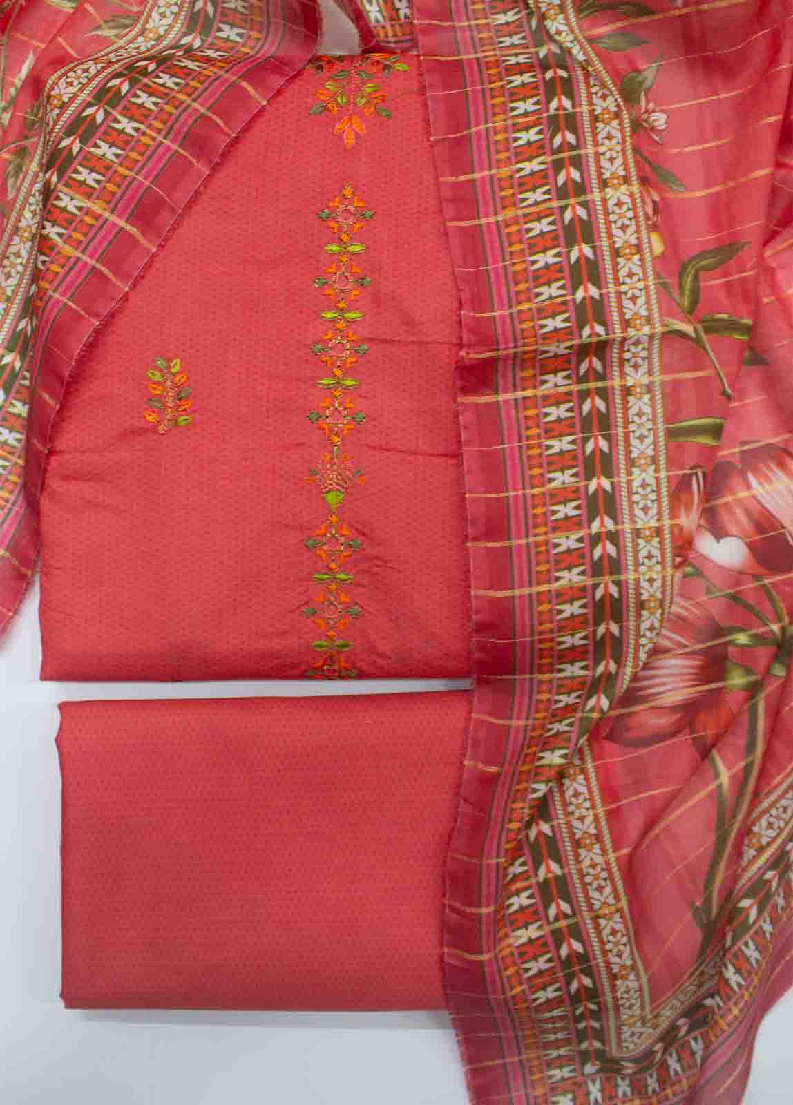 Bin Saeed Fabric - PDE-0093- 3 Piece Lawn Embroidered UnStitched Suit