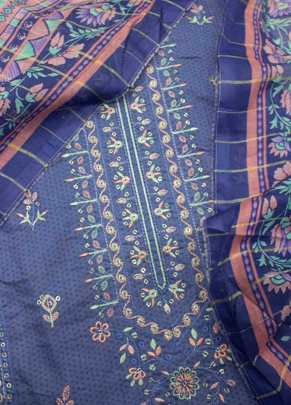 Bin Saeed Fabric - PDE-0094- 3 Piece Lawn Embroidered UnStitched Suit