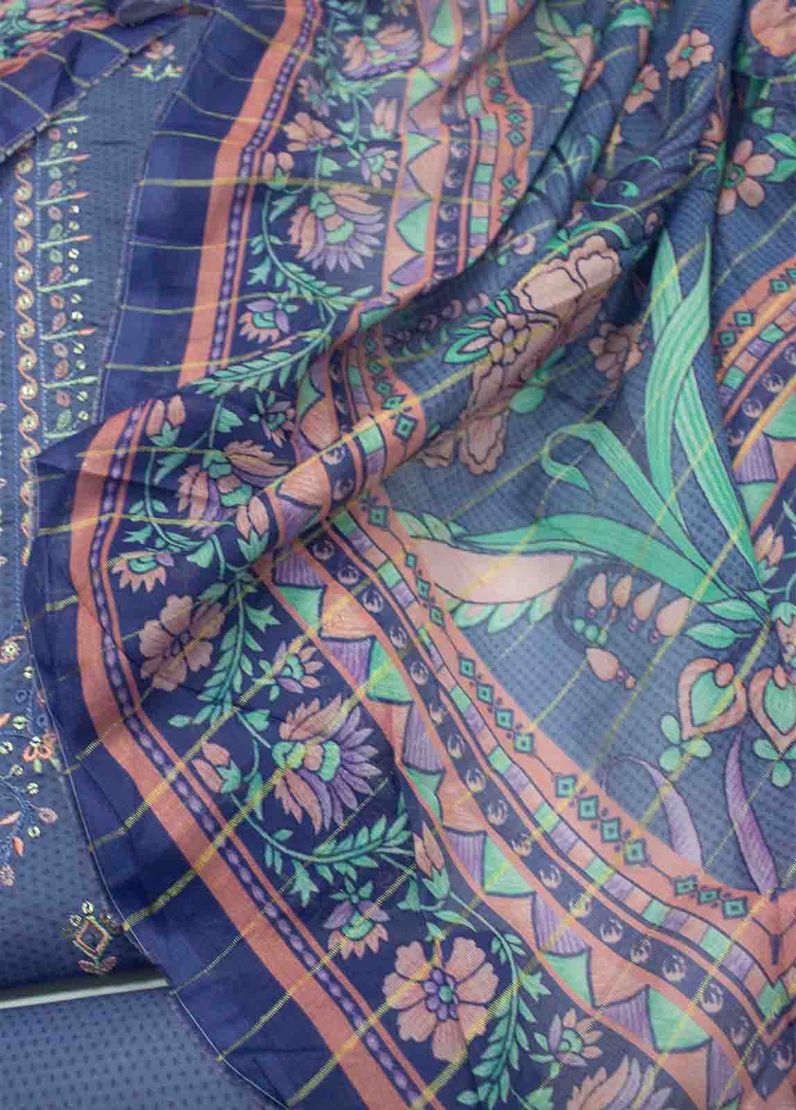 Bin Saeed Fabric - PDE-0094- 3 Piece Lawn Embroidered UnStitched Suit