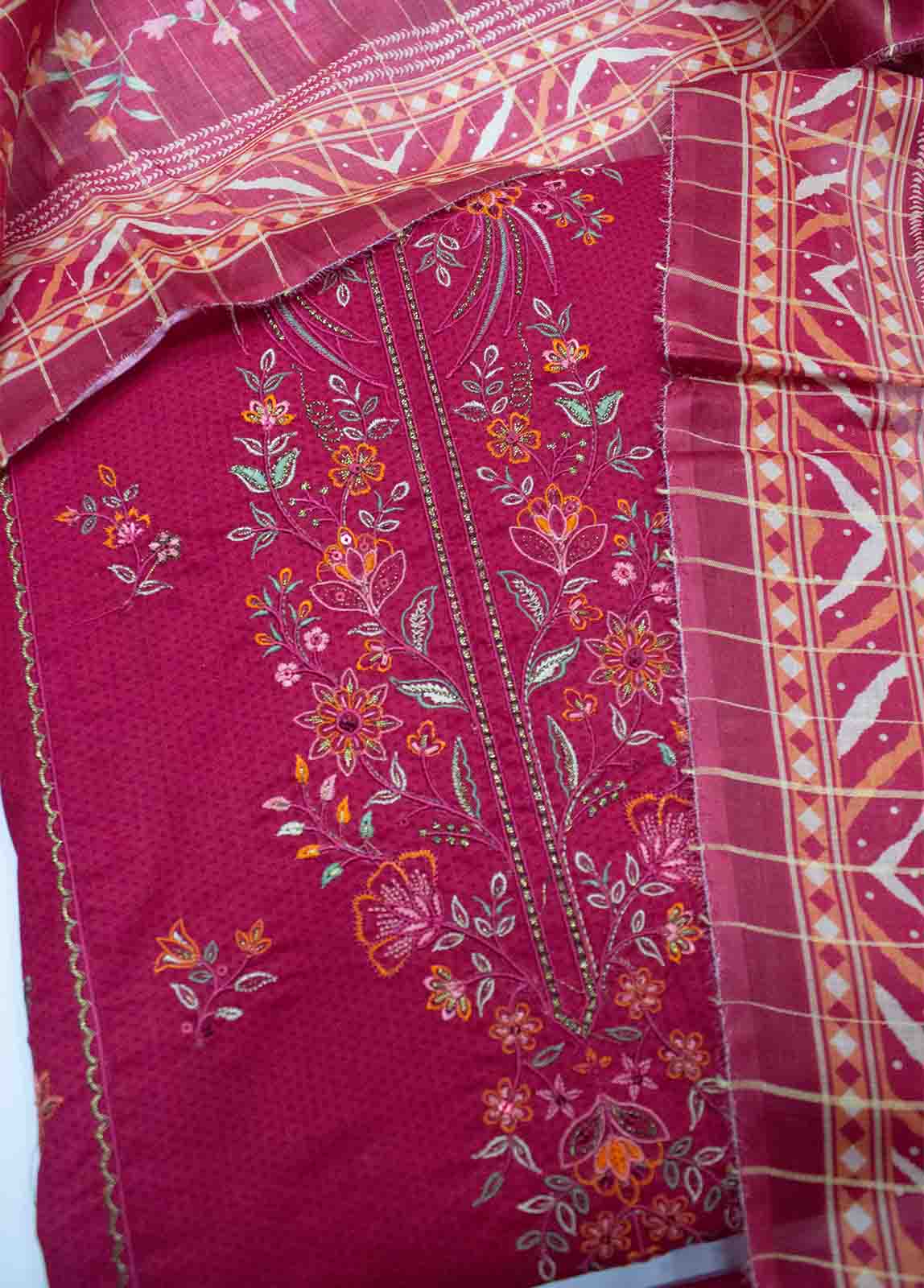 Bin Saeed Fabric - PDE-0095- 3 Piece Lawn Embroidered UnStitched Suit