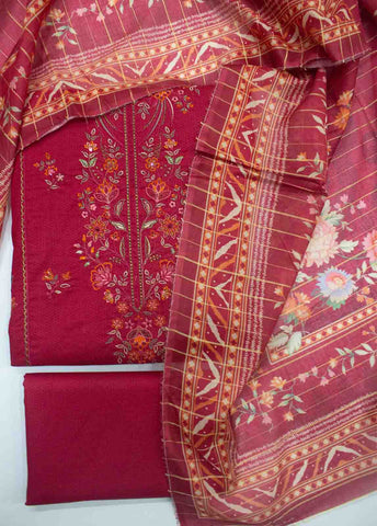 Bin Saeed Fabric - PDE-0095- 3 Piece Lawn Embroidered UnStitched Suit