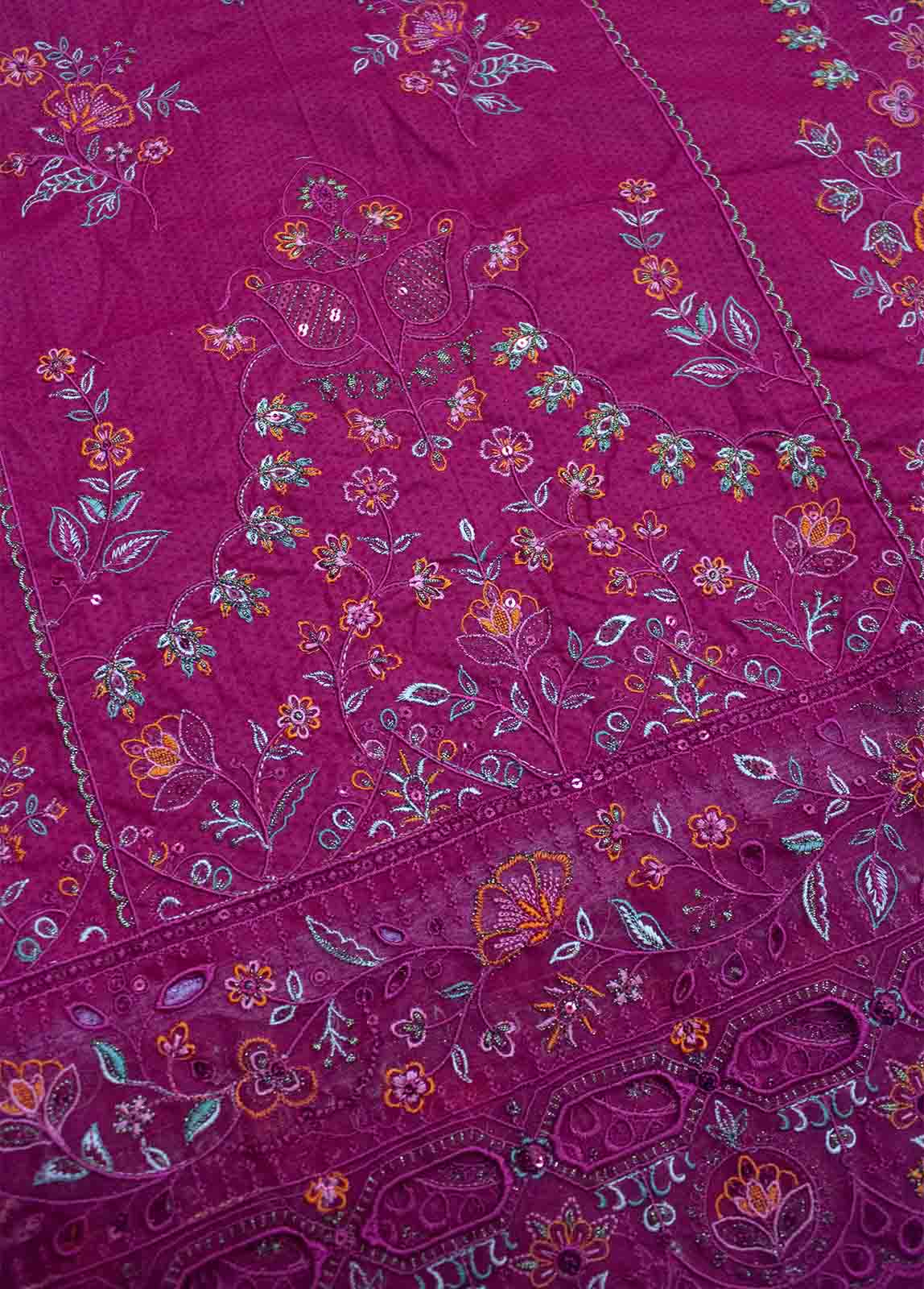 Bin Saeed Fabric - PDE-0095- 3 Piece Lawn Embroidered UnStitched Suit