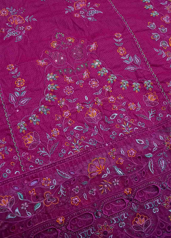 Bin Saeed Fabric - PDE-0095- 3 Piece Lawn Embroidered UnStitched Suit