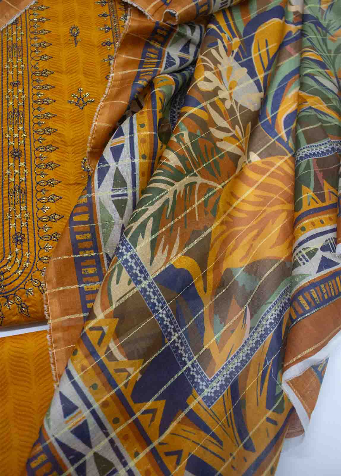 Bin Saeed Fabric - PDE-0099- 3 Piece Lawn Embroidered UnStitched Suit